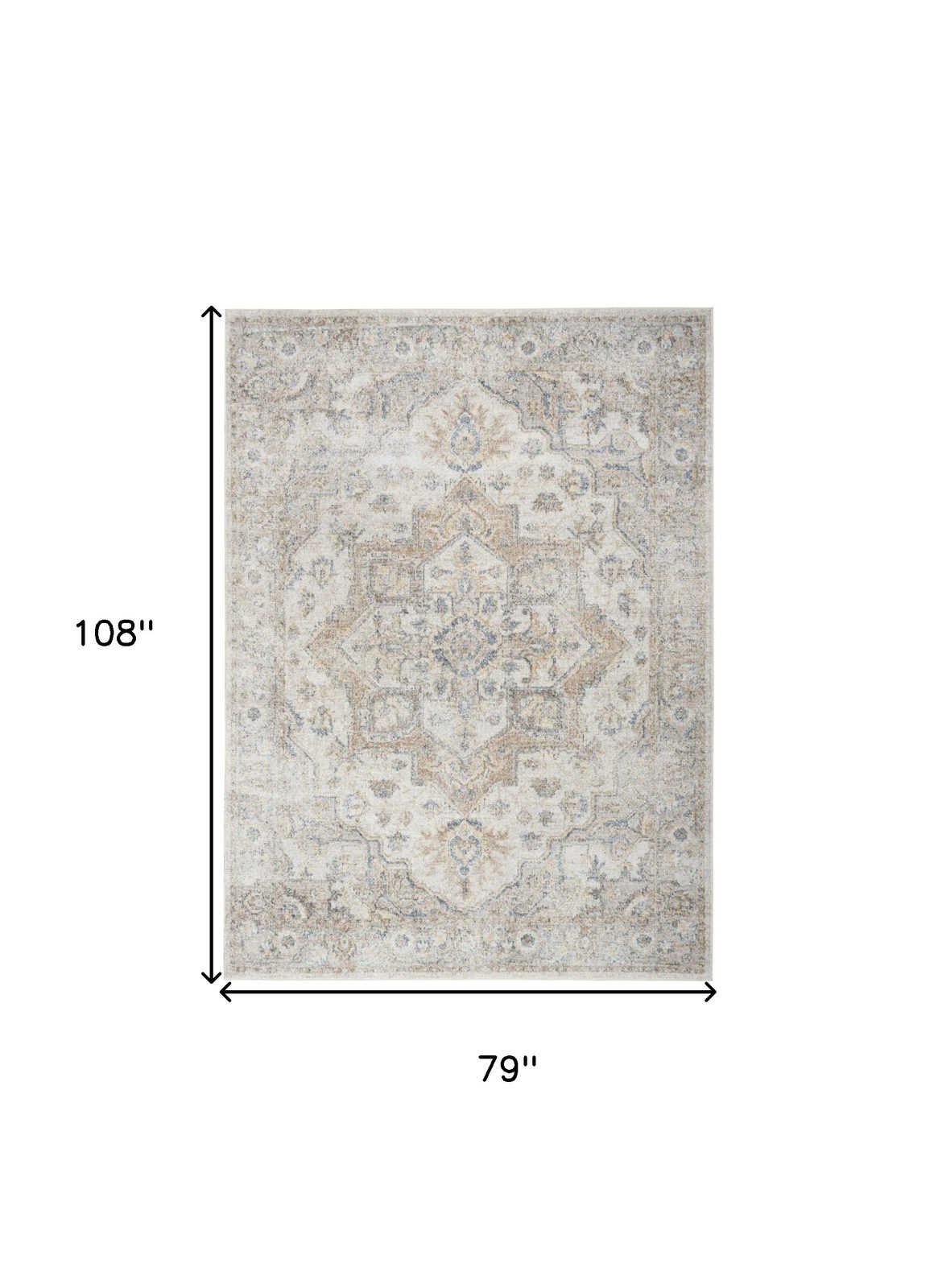 7′ X 9′ Silver Oriental Washable Area Rug