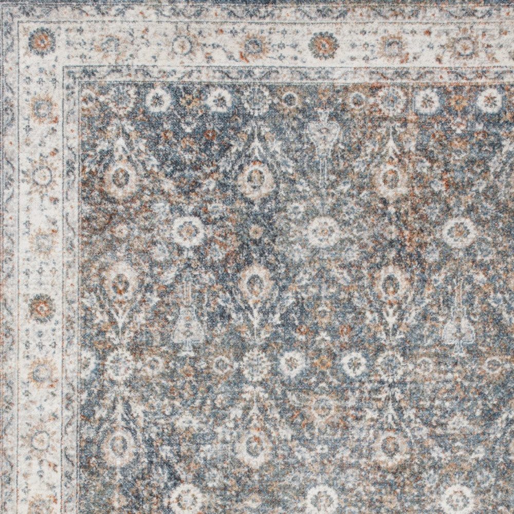 7′ X 9′ Silver Oriental Washable Area Rug