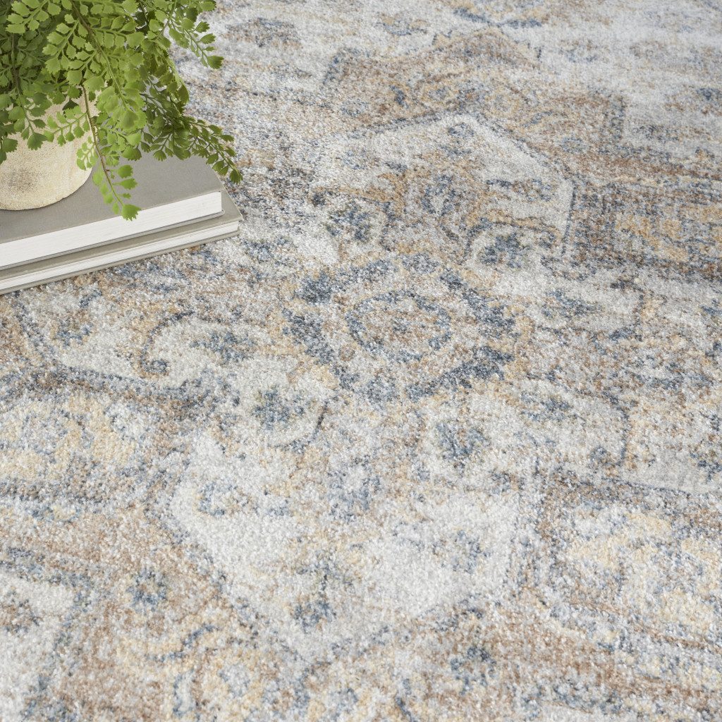 7′ X 9′ Silver Oriental Washable Area Rug
