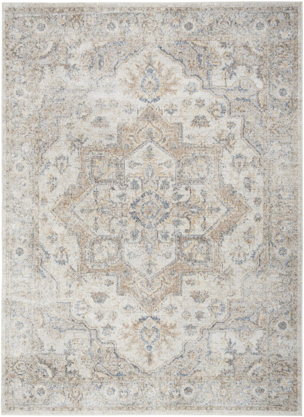 4′ X 6′ Silver Oriental Power Loom Washable Area Rug