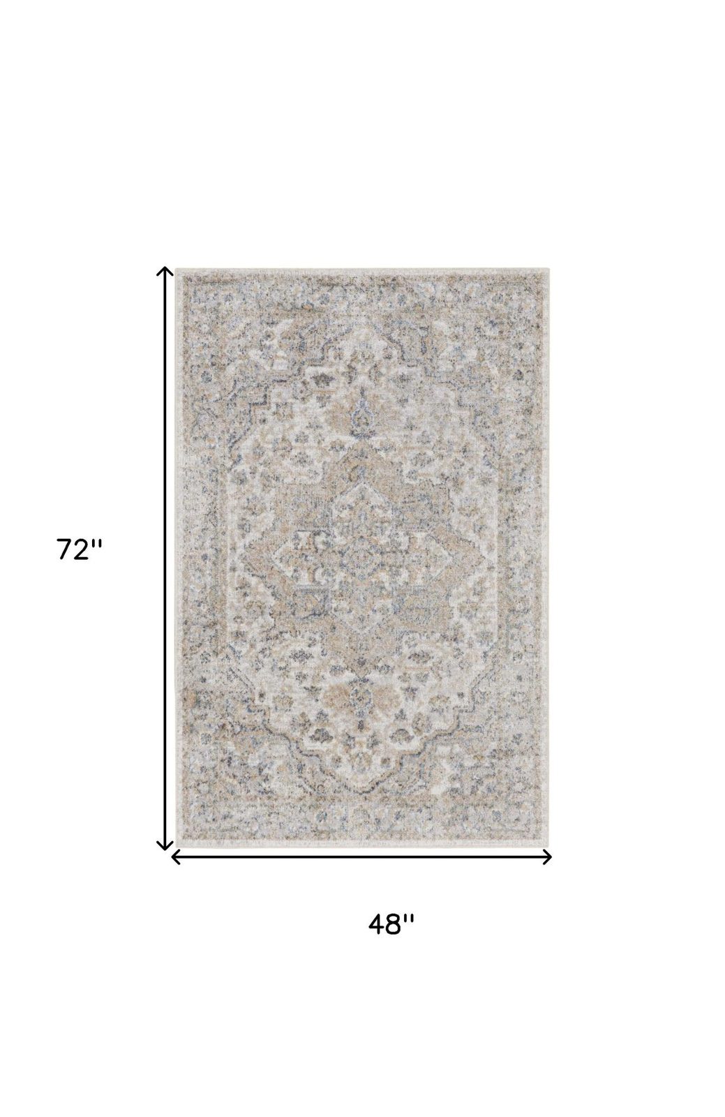 4′ X 6′ Silver Oriental Power Loom Washable Area Rug