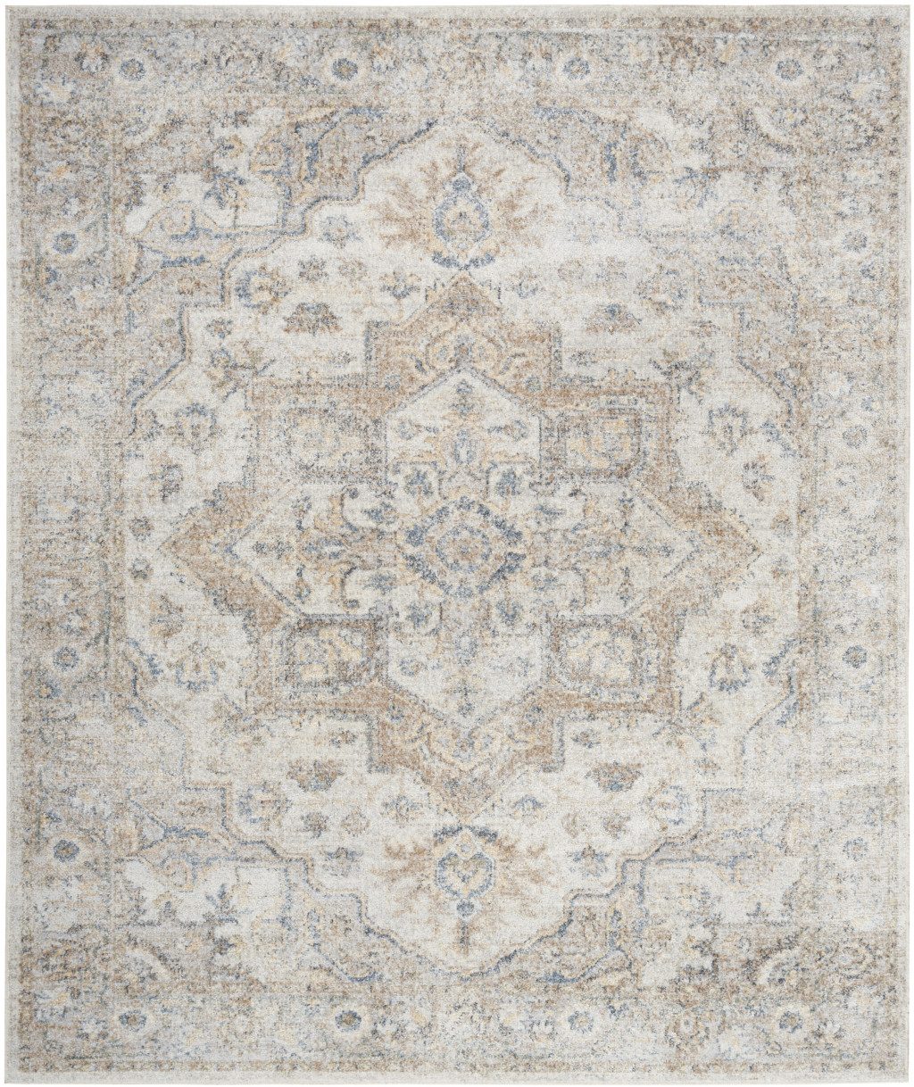 8′ X 10′ Silver Oriental Power Loom Washable Area Rug