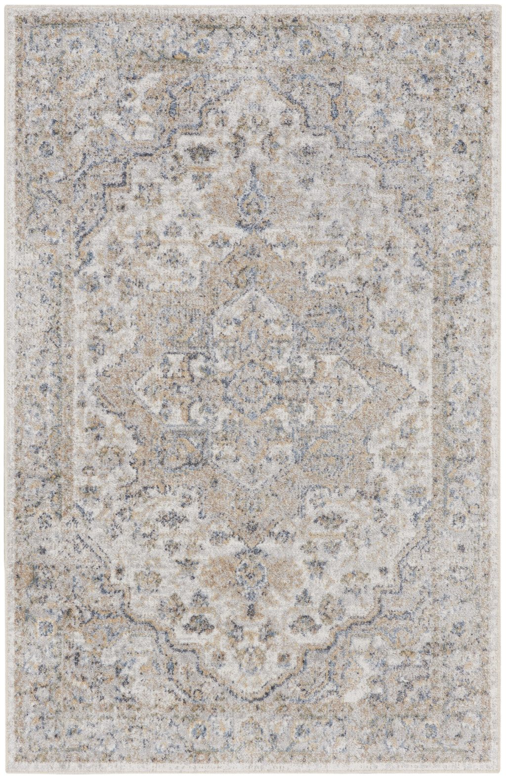 3′ X 5′ Silver Oriental Washable Area Rug