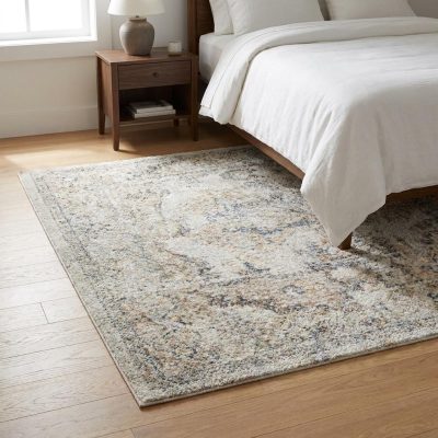 3′ X 5′ Silver Oriental Washable Area Rug