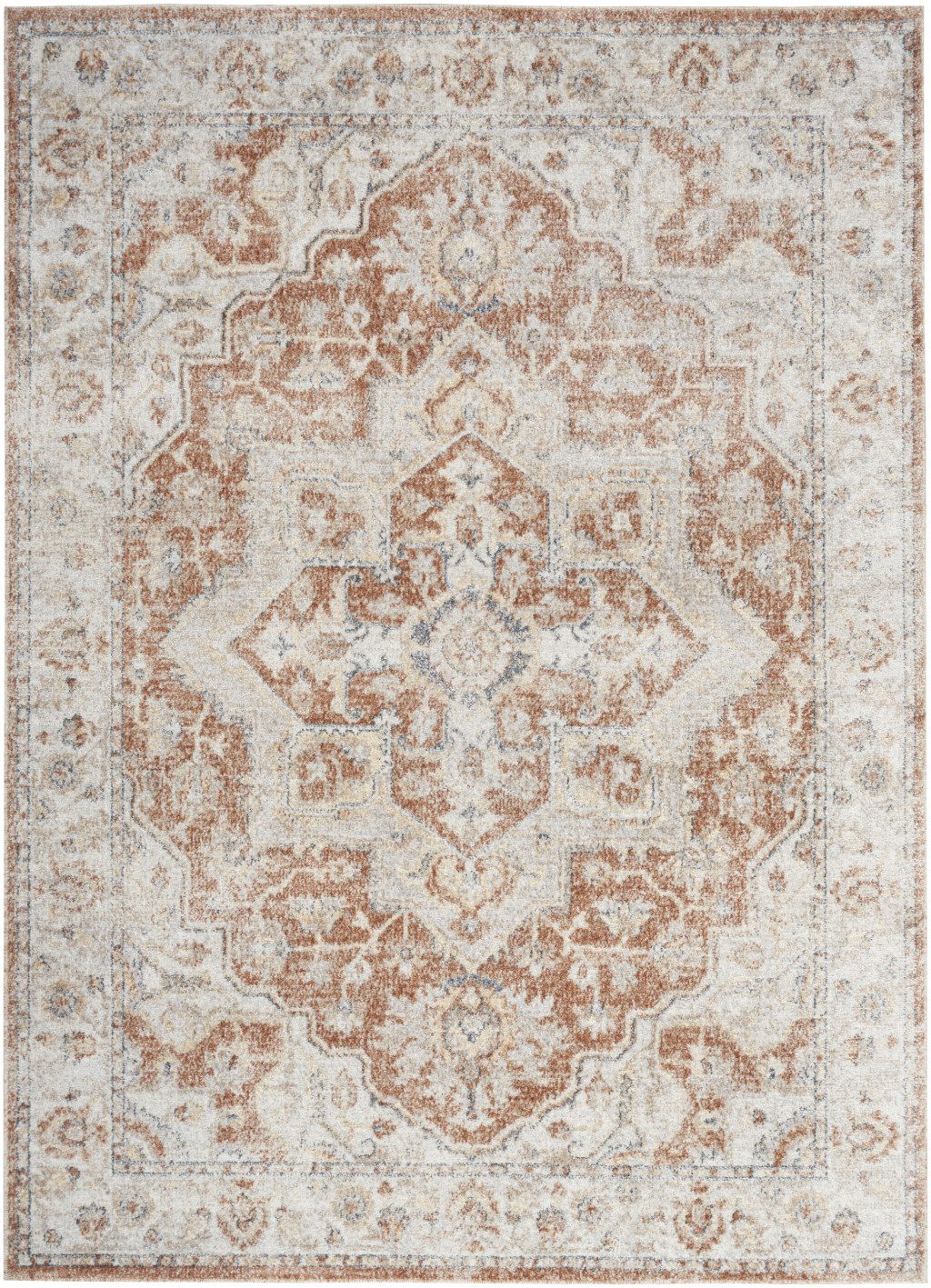7′ X 9′ Gold Oriental Power Loom Washable Area Rug