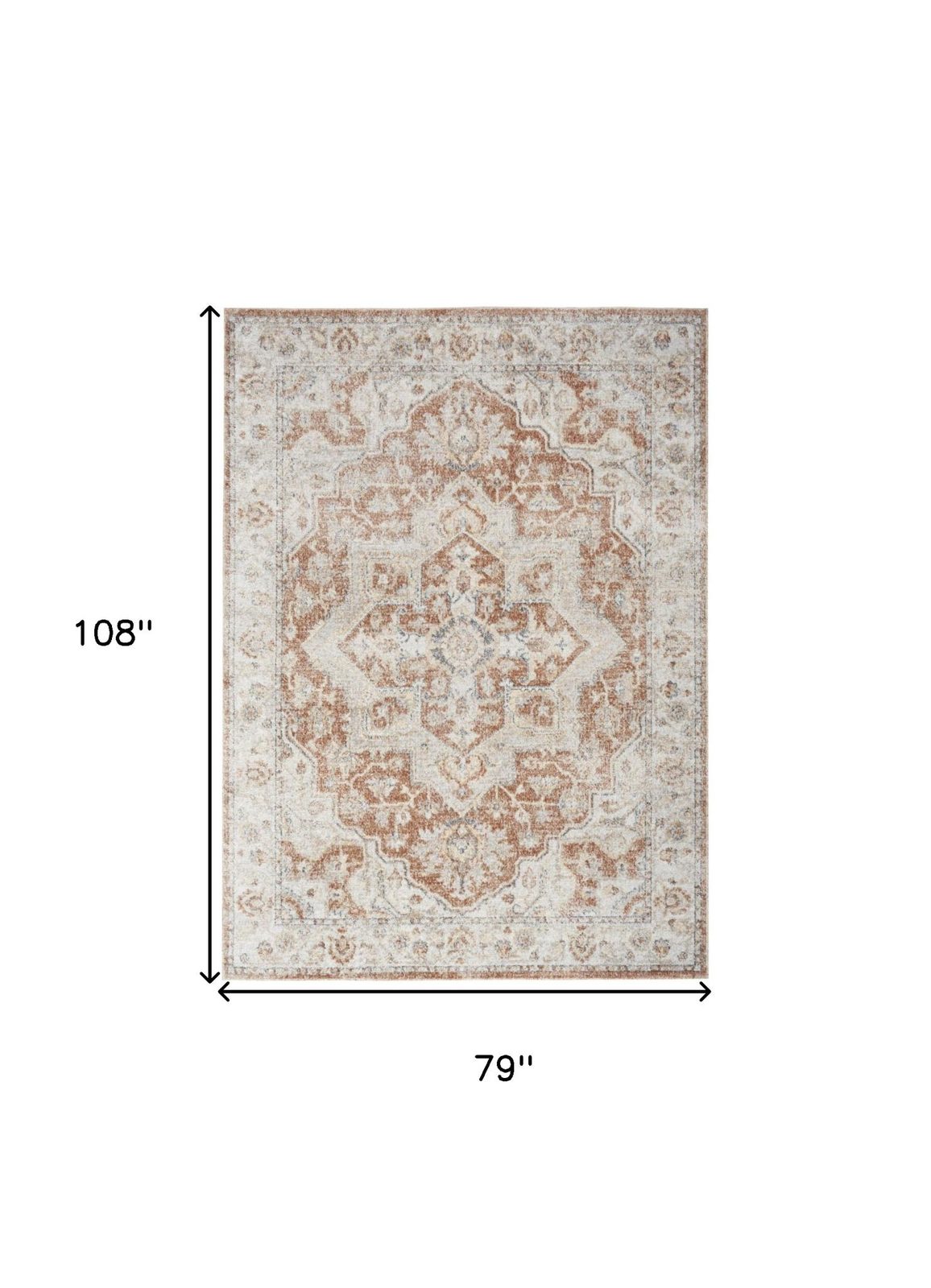 7′ X 9′ Gold Oriental Power Loom Washable Area Rug