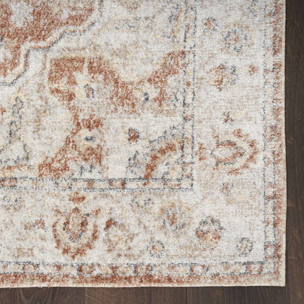 7′ X 9′ Gold Oriental Power Loom Washable Area Rug