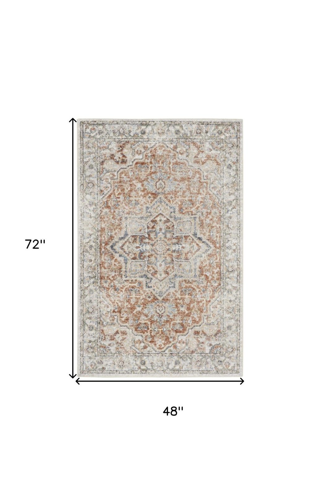 4′ X 6′ Gold Oriental Washable Area Rug