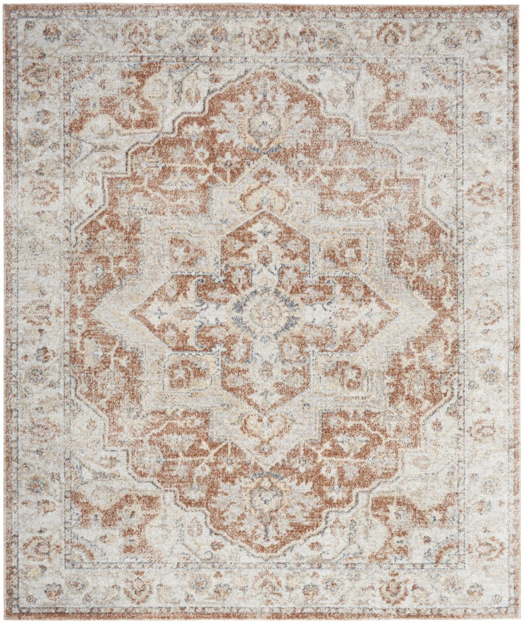 8′ X 10′ Gold Oriental Power Loom Washable Area Rug