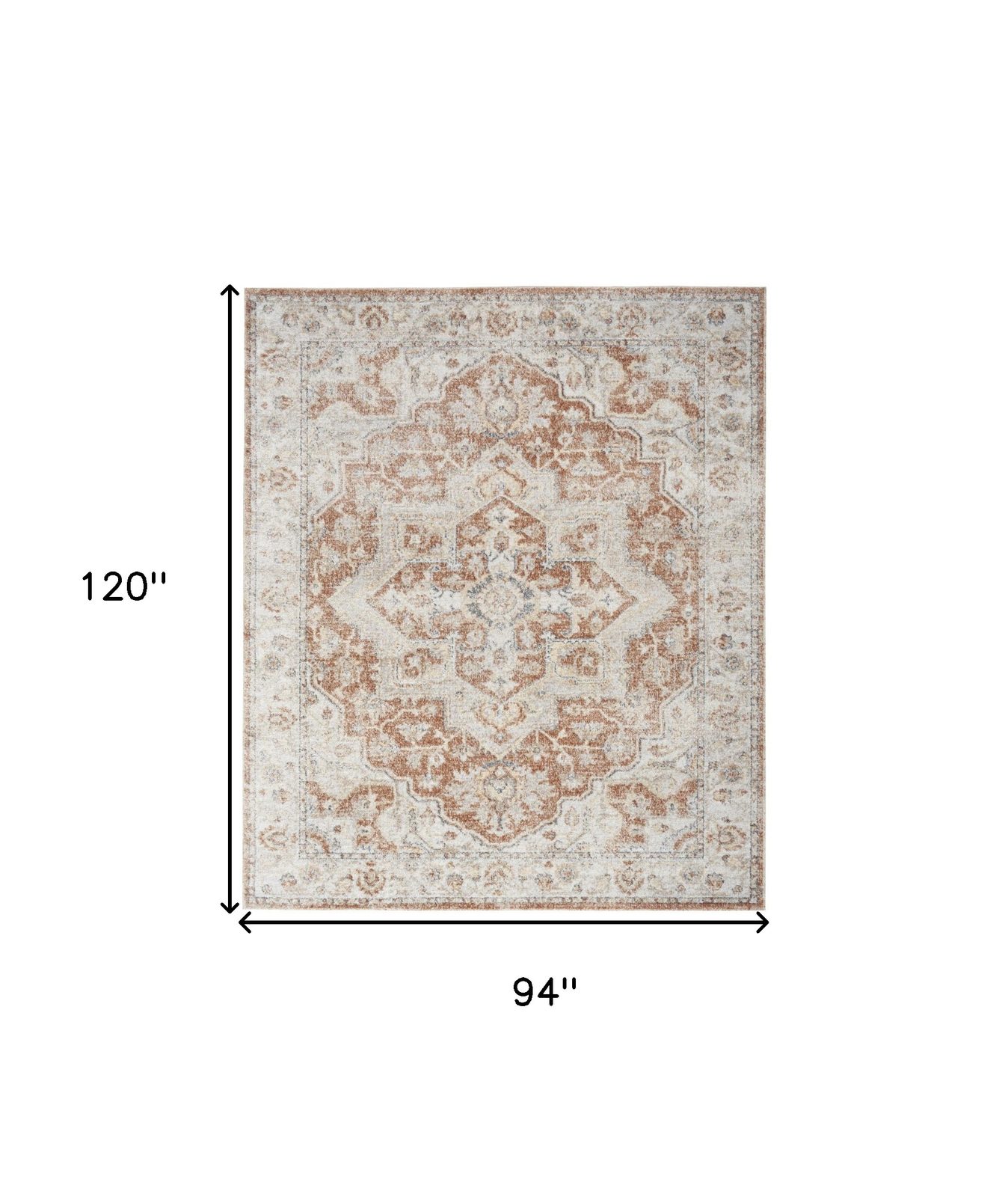 8′ X 10′ Gold Oriental Power Loom Washable Area Rug