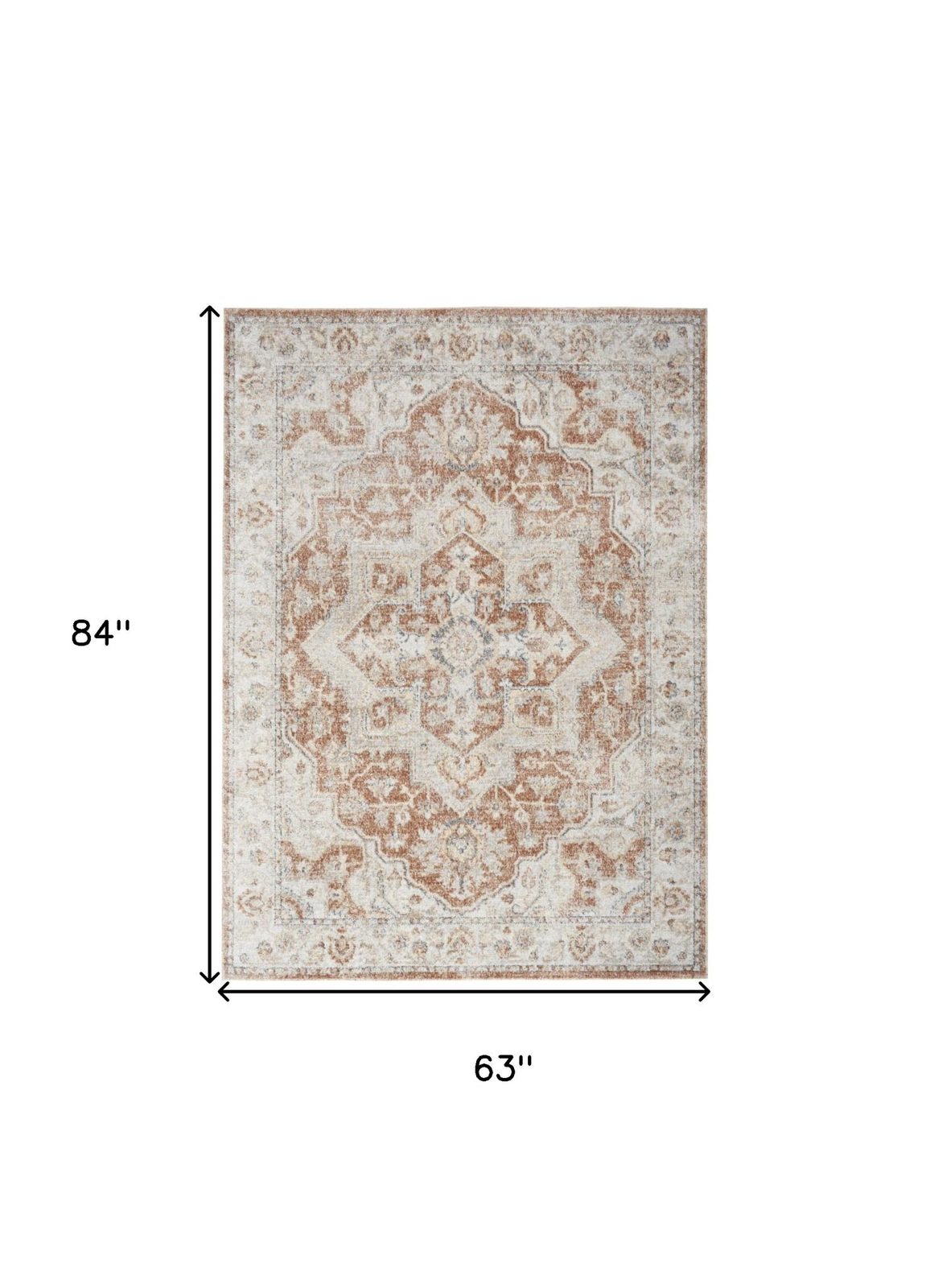 5′ X 7′ Gold Oriental Washable Area Rug