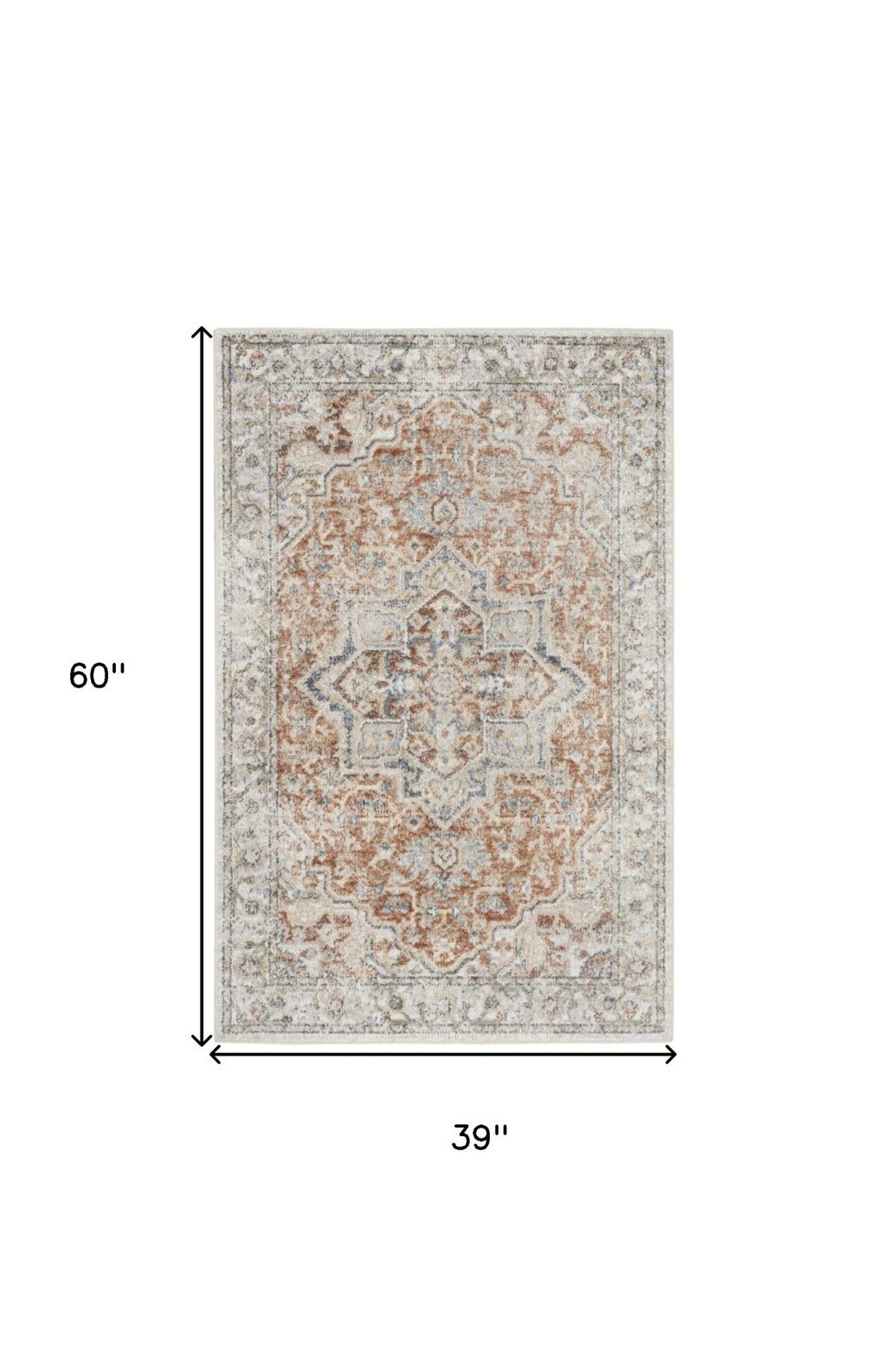 3′ X 5′ Gold Oriental Washable Area Rug