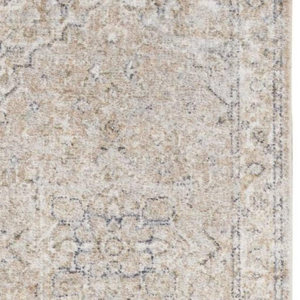 10′ Beige Oriental Power Loom Washable Runner