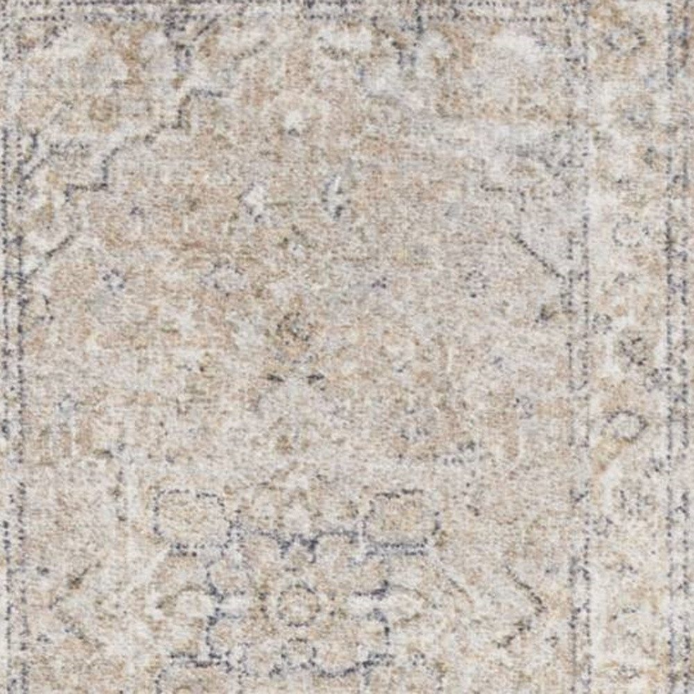 10′ Beige Oriental Power Loom Washable Runner