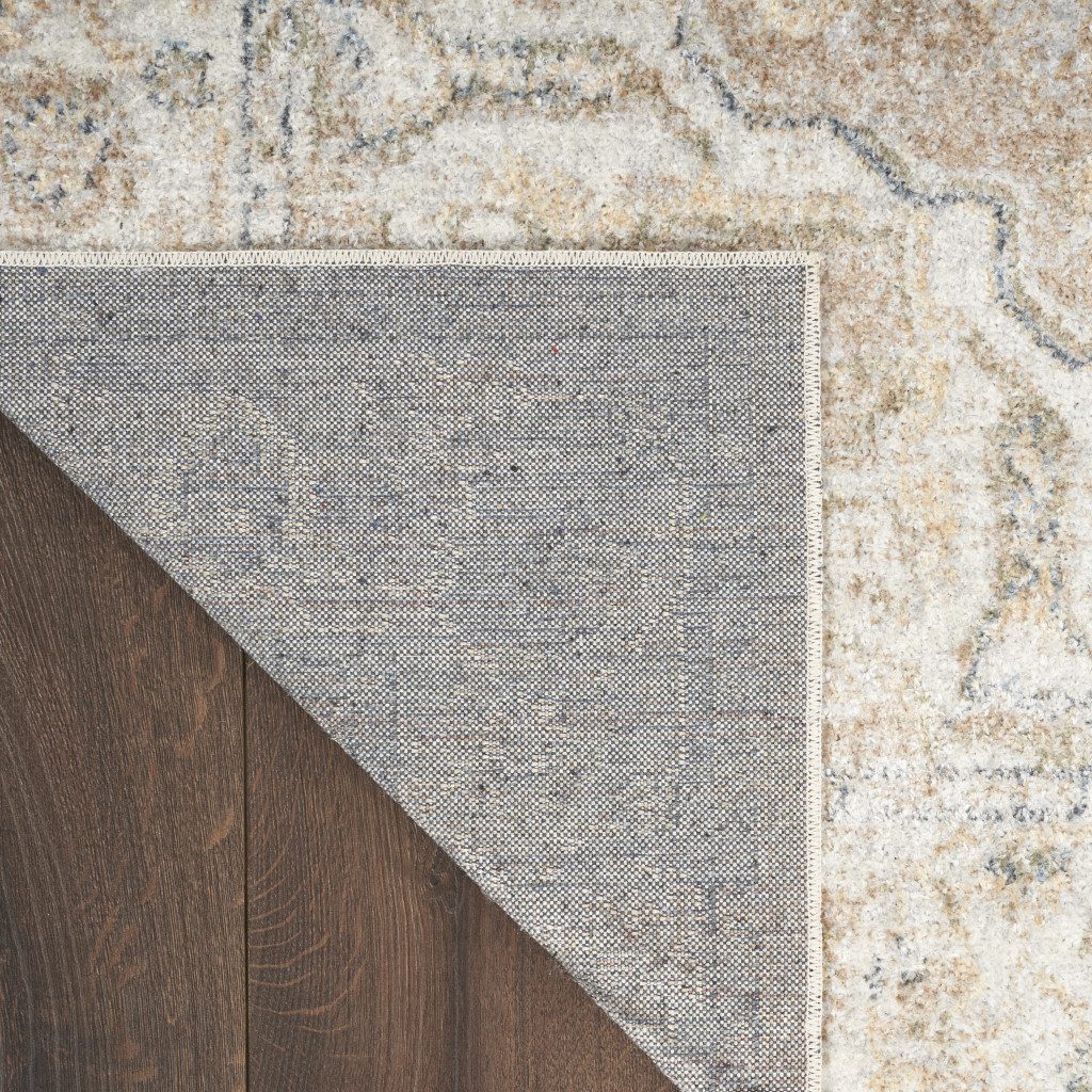 10′ Beige Oriental Power Loom Washable Runner