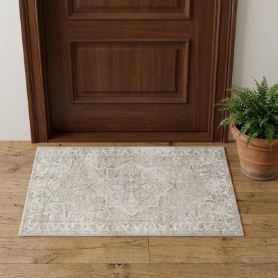3′ X 5′ Beige Oriental Washable Area Rug