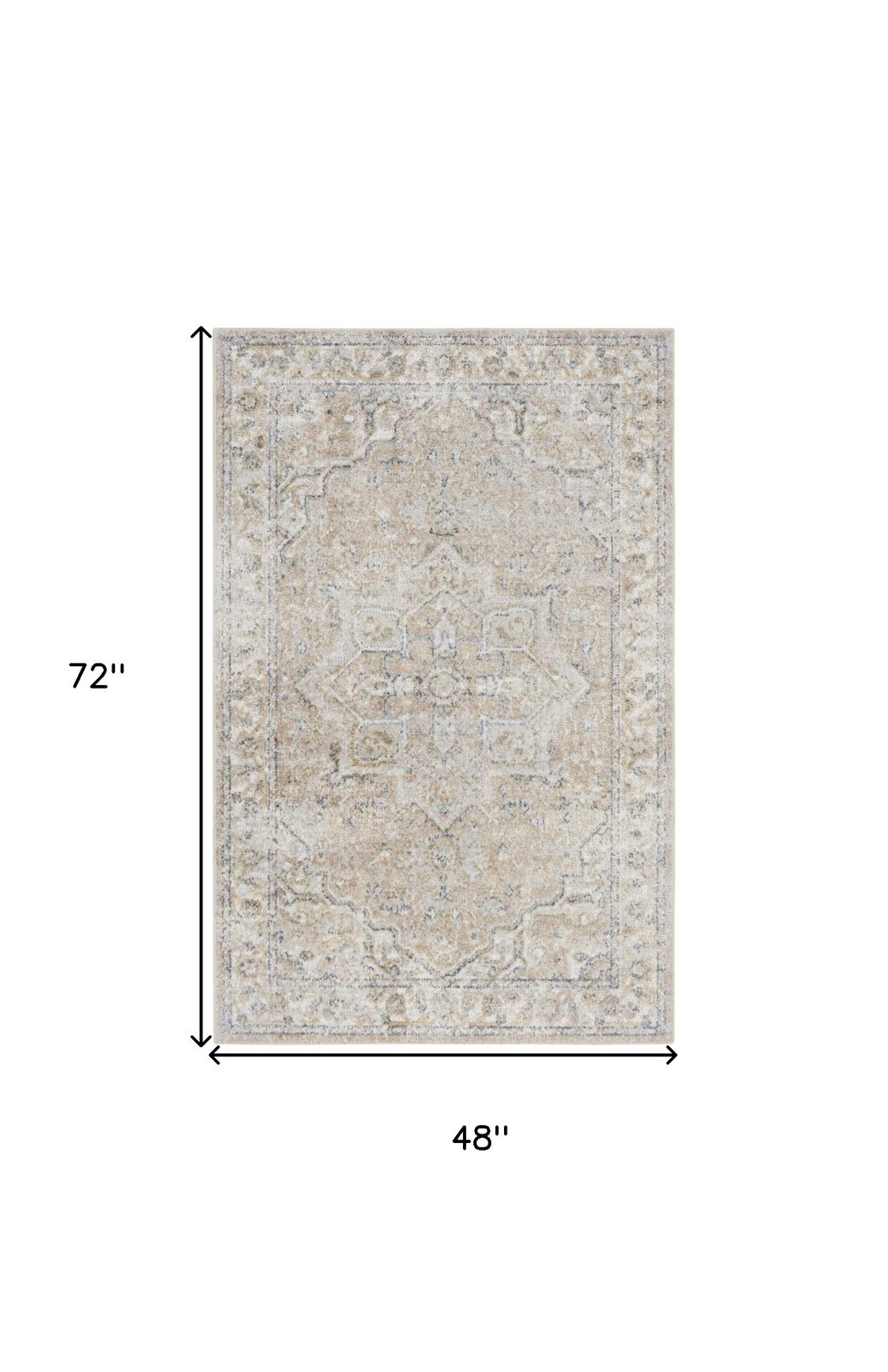 4′ X 6′ Beige Oriental Washable Area Rug