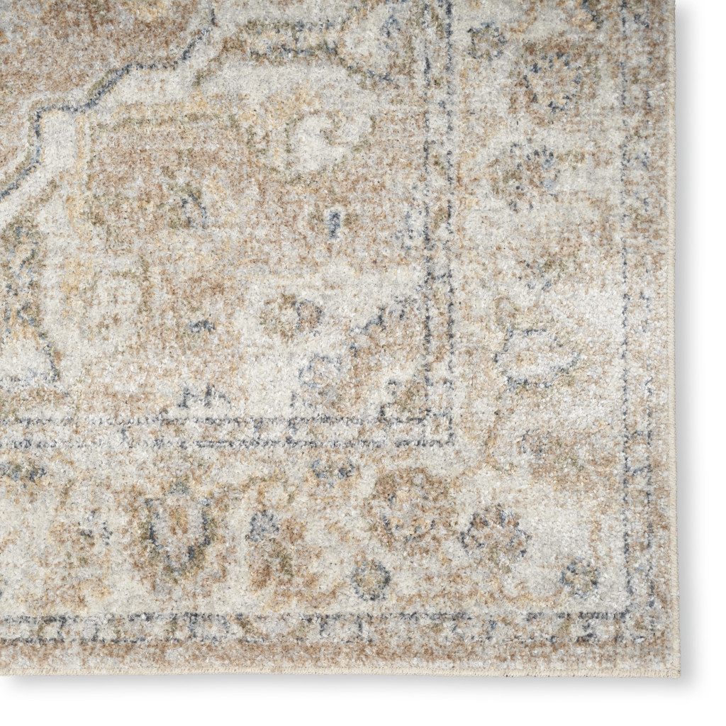 7′ X 9′ Beige Oriental Washable Area Rug