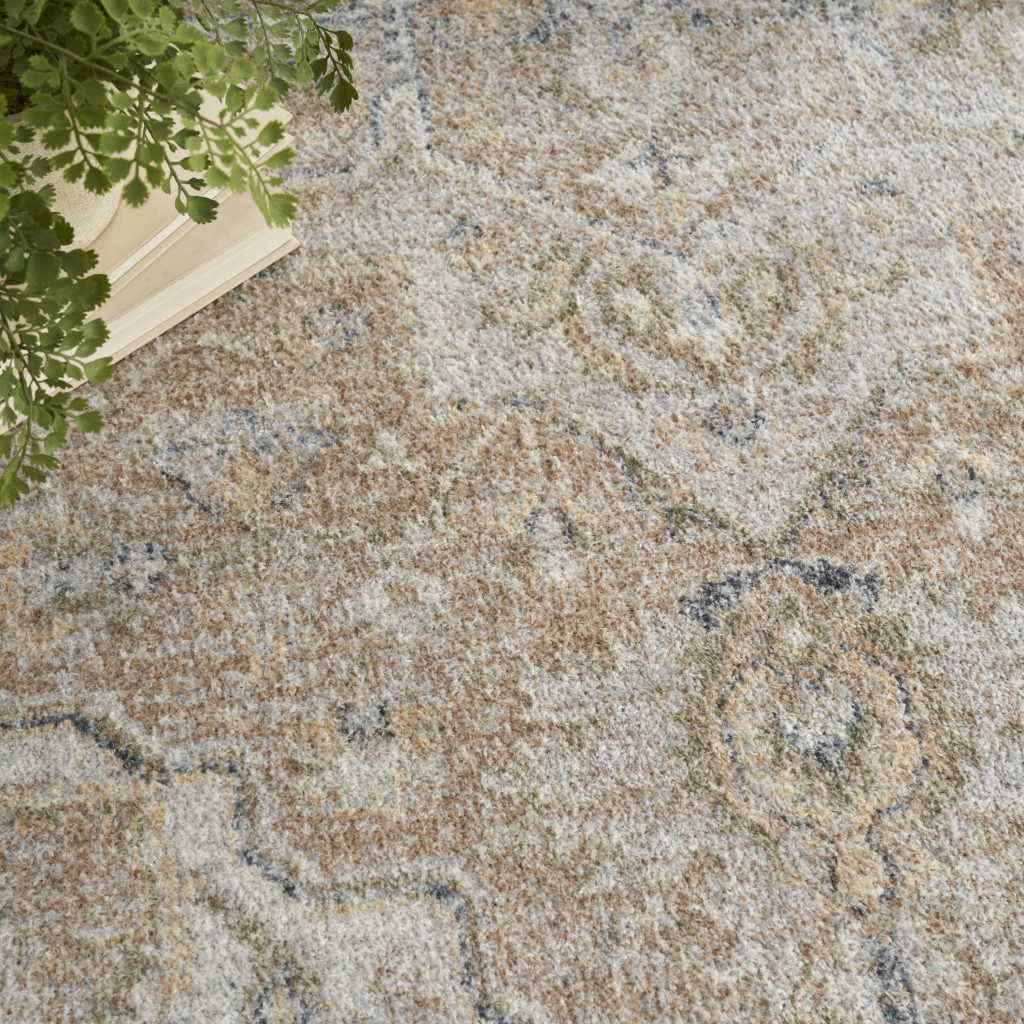 7′ X 9′ Beige Oriental Washable Area Rug