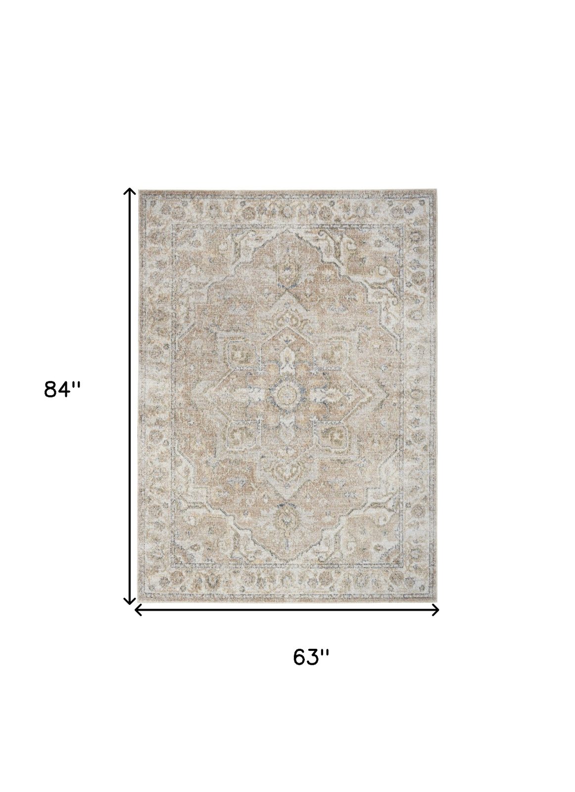 5′ X 7′ Beige Oriental Washable Area Rug