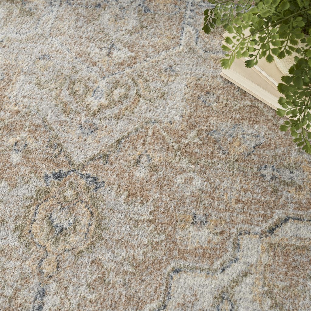 5′ X 7′ Beige Oriental Washable Area Rug