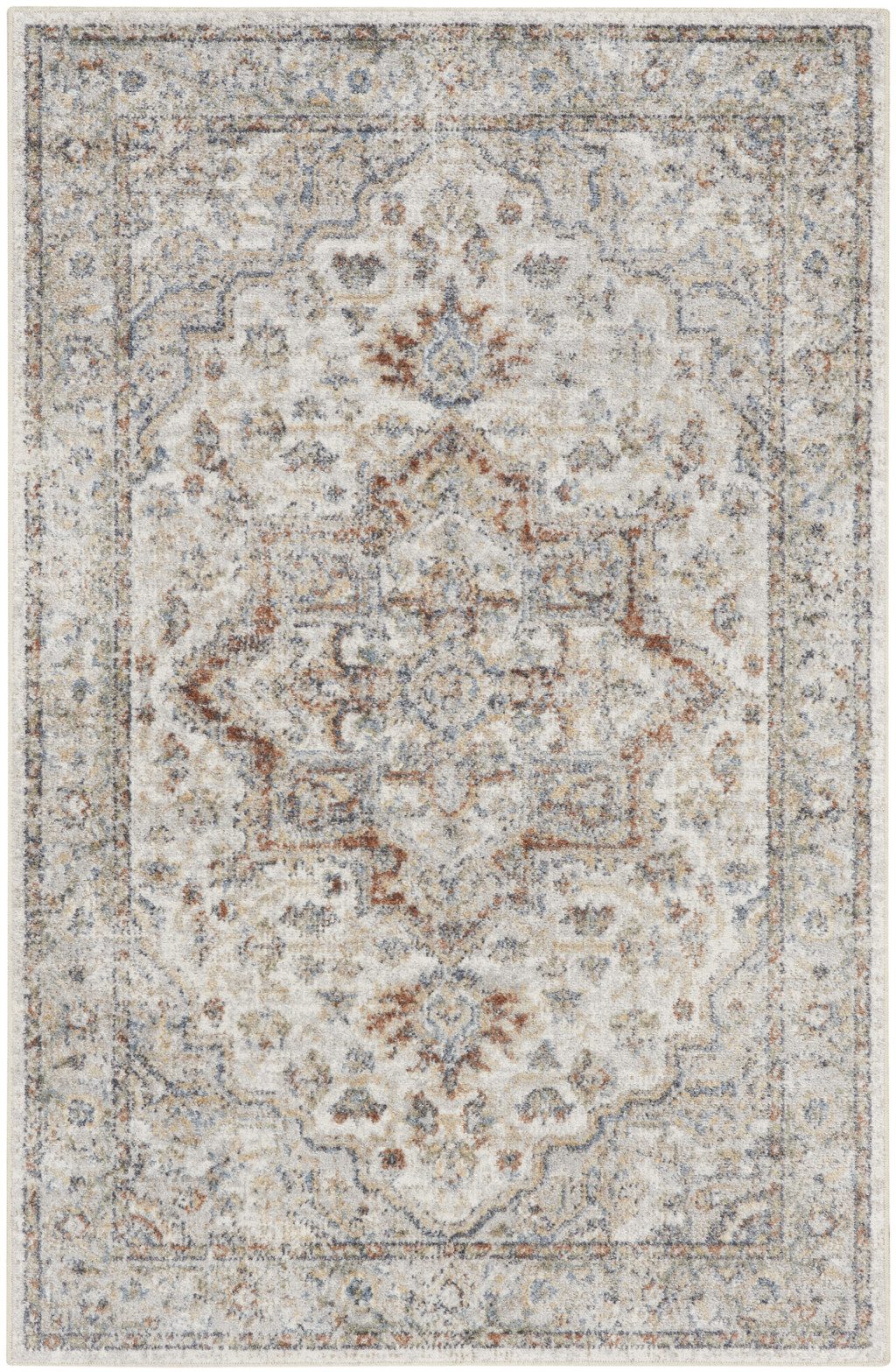 3′ X 5′ Gray Oriental Power Loom Washable Area Rug