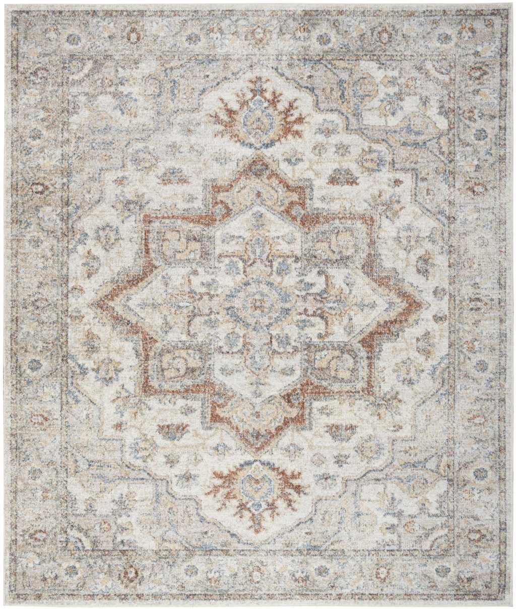 8′ X 10′ Gray Oriental Washable Area Rug
