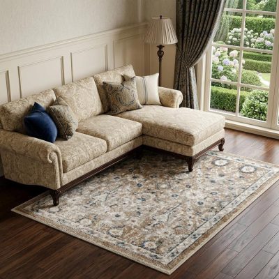 7′ X 9′ Gray Oriental Washable Area Rug