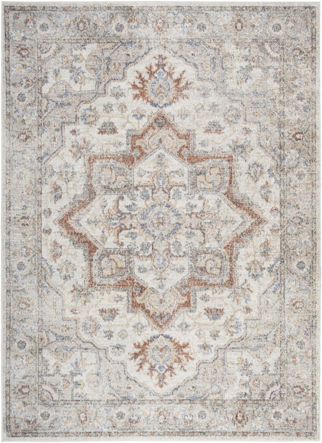 7′ X 9′ Gray Oriental Washable Area Rug