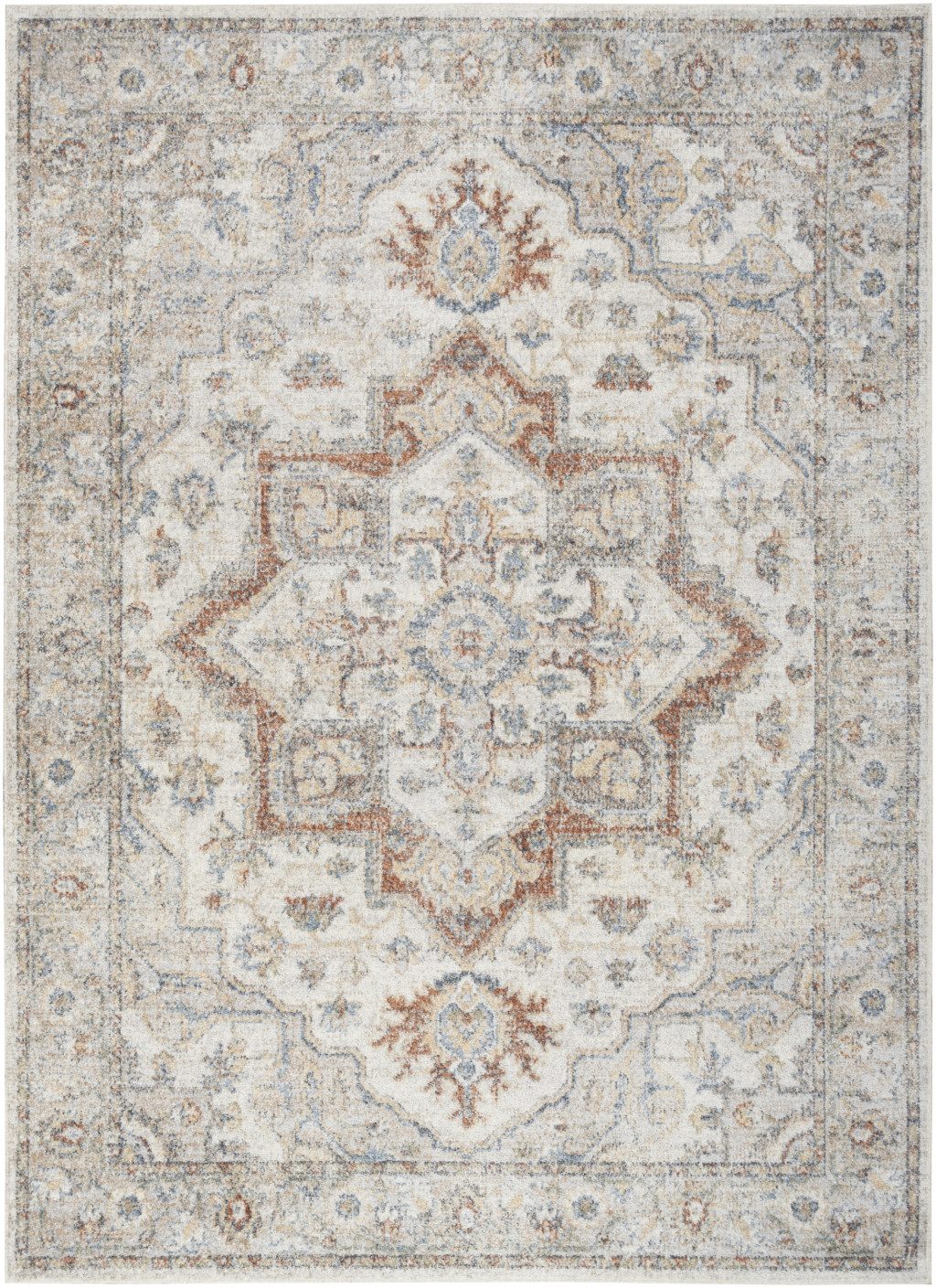 5′ X 7′ Gray Oriental Washable Area Rug II