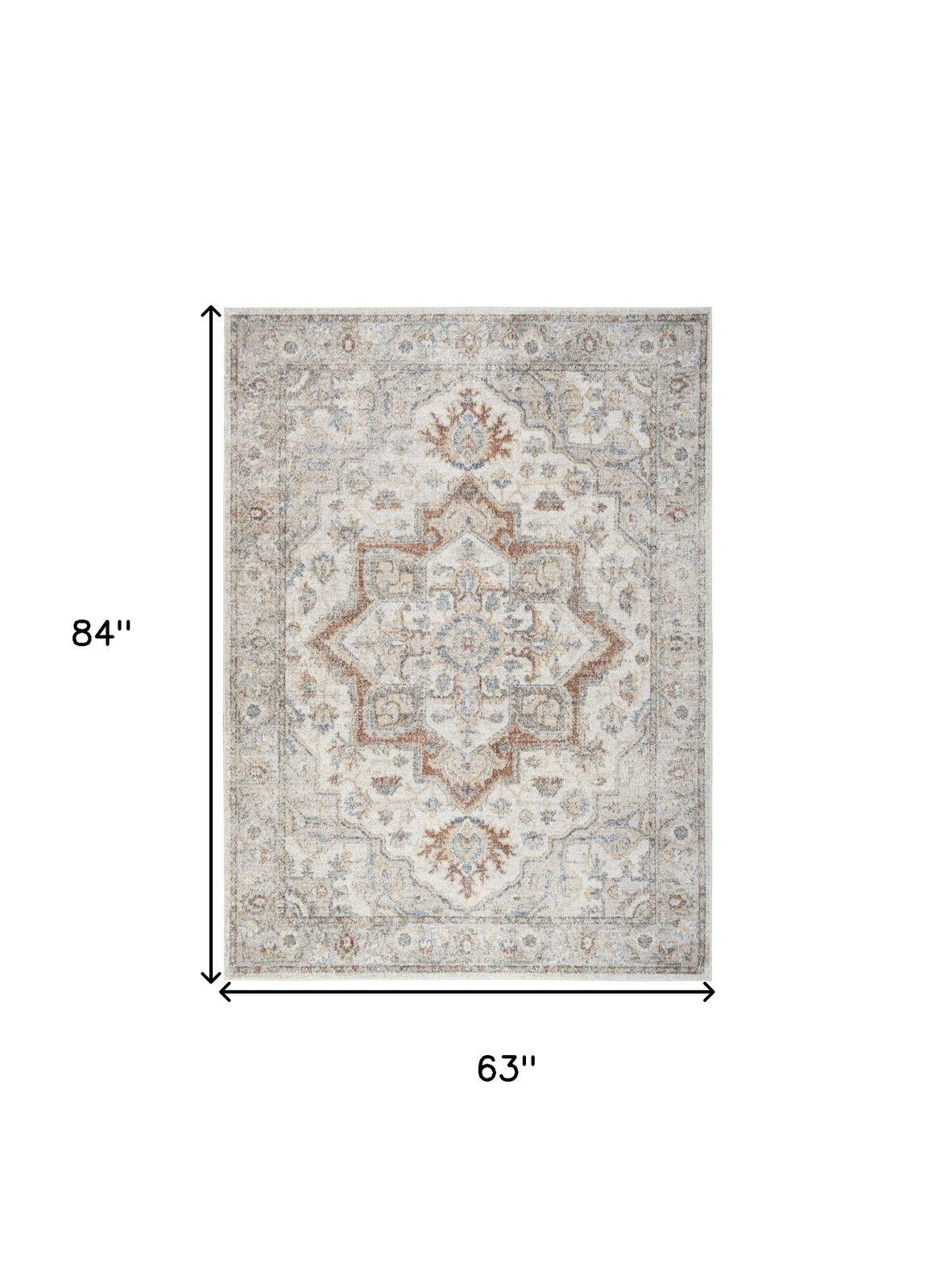 5′ X 7′ Gray Oriental Washable Area Rug II