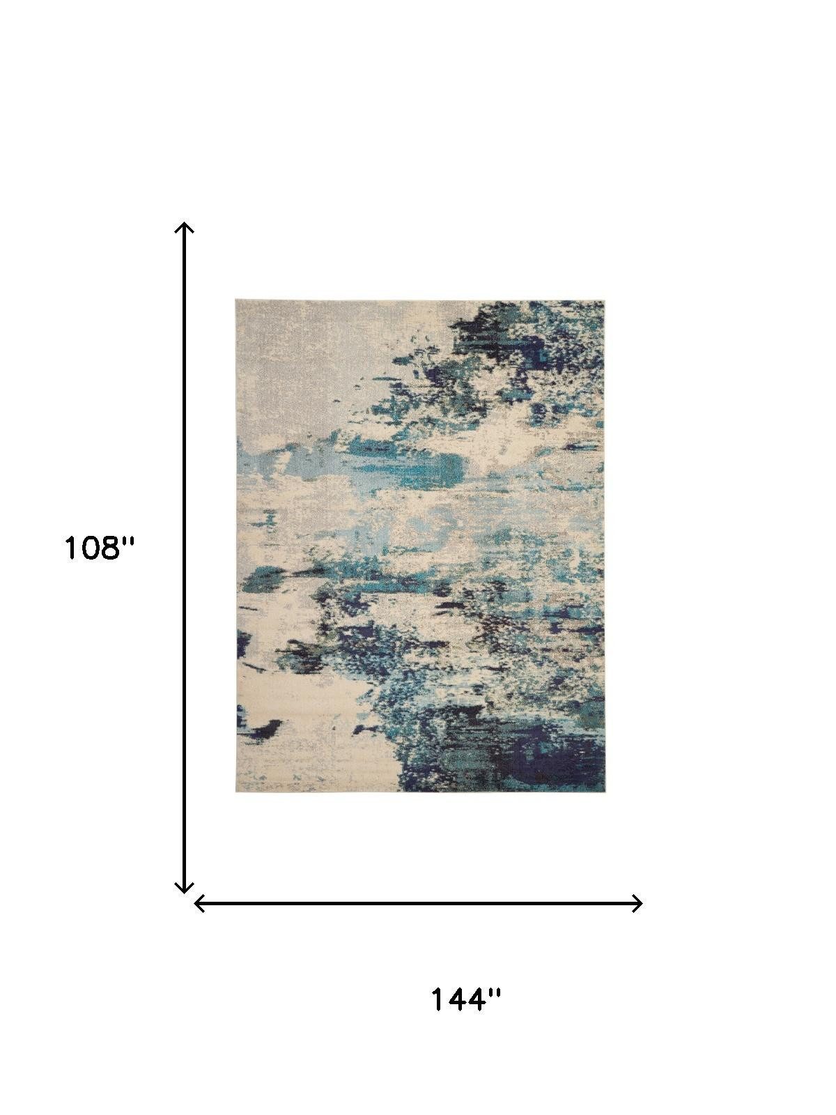 9′ X 12′ Ivory Abstract Power Loom Area Rug