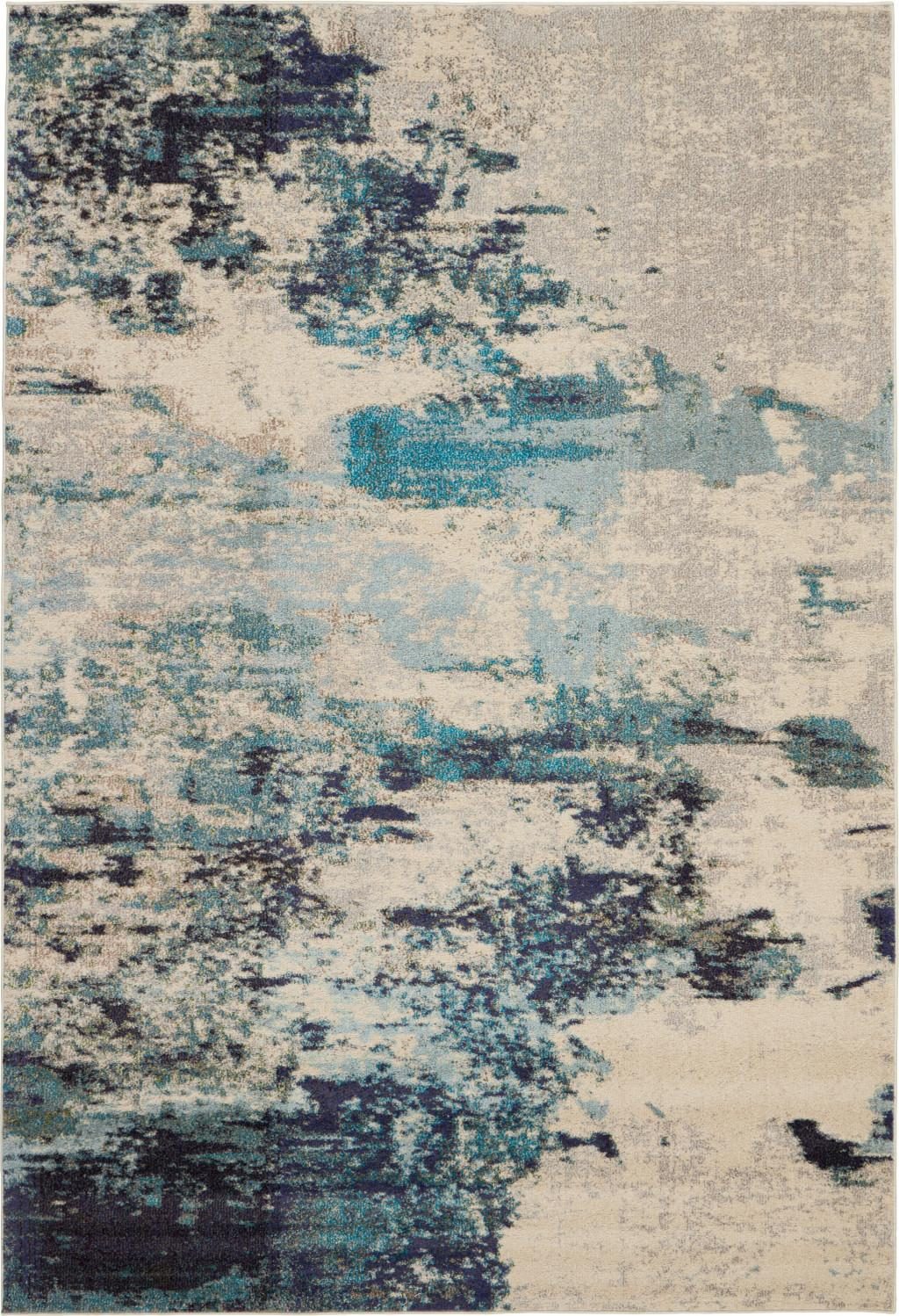 7′ X 10′ Ivory Abstract Power Loom Area Rug