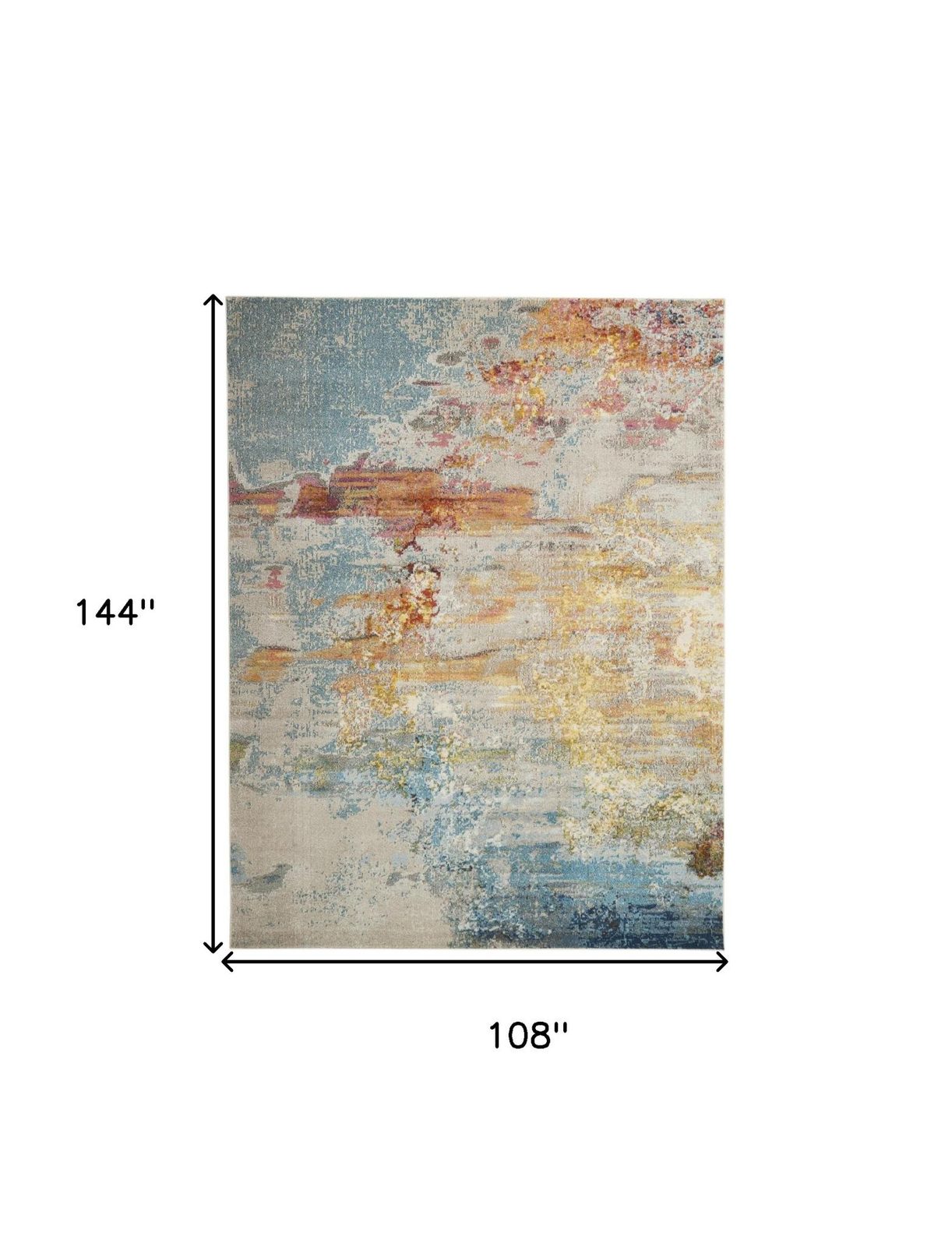 9′ X 12′ Blue and Gray Abstract Area Rug