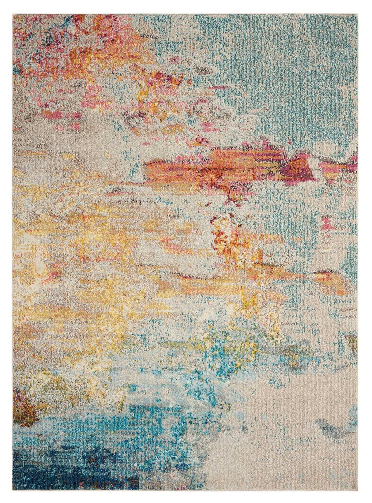 7′ X 10′ Blue And Gray Abstract Area Rug