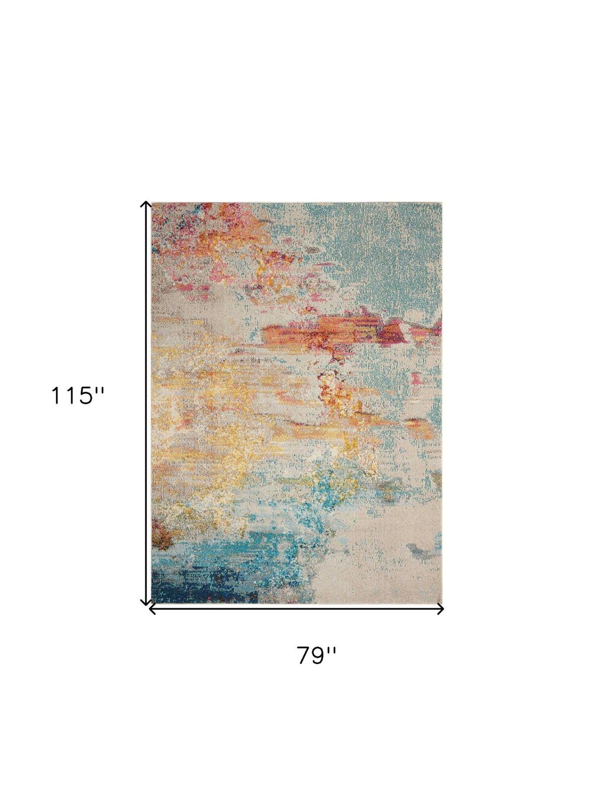7′ X 10′ Blue And Gray Abstract Area Rug