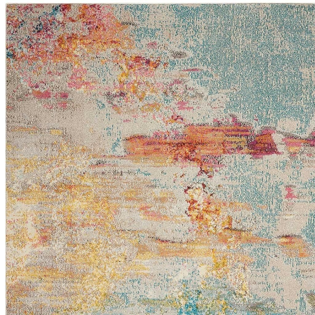 7′ X 10′ Blue And Gray Abstract Area Rug