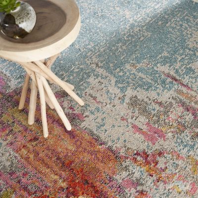 7′ X 10′ Blue And Gray Abstract Area Rug