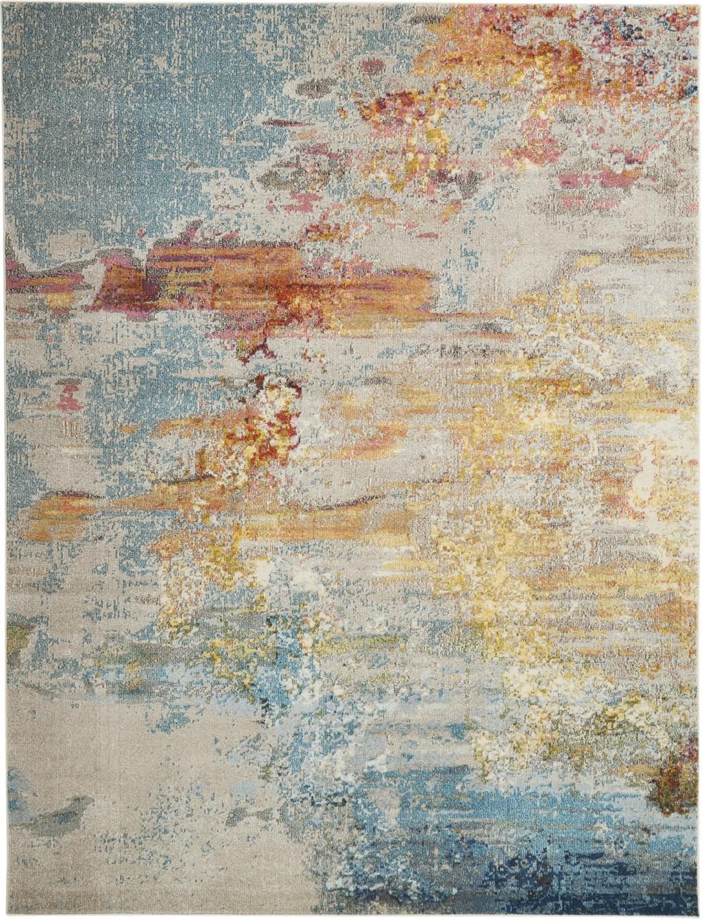 10′ X 14′ Blue and Gray Abstract Area Rug