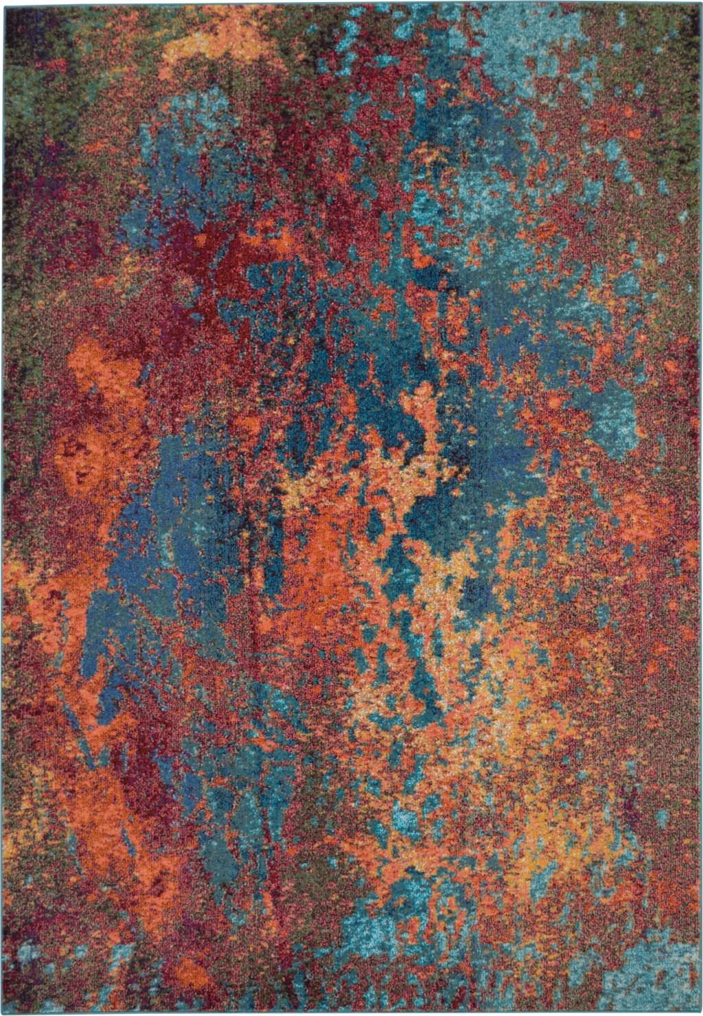 8′ X 11′ Blue and Orange Abstract Area Rug