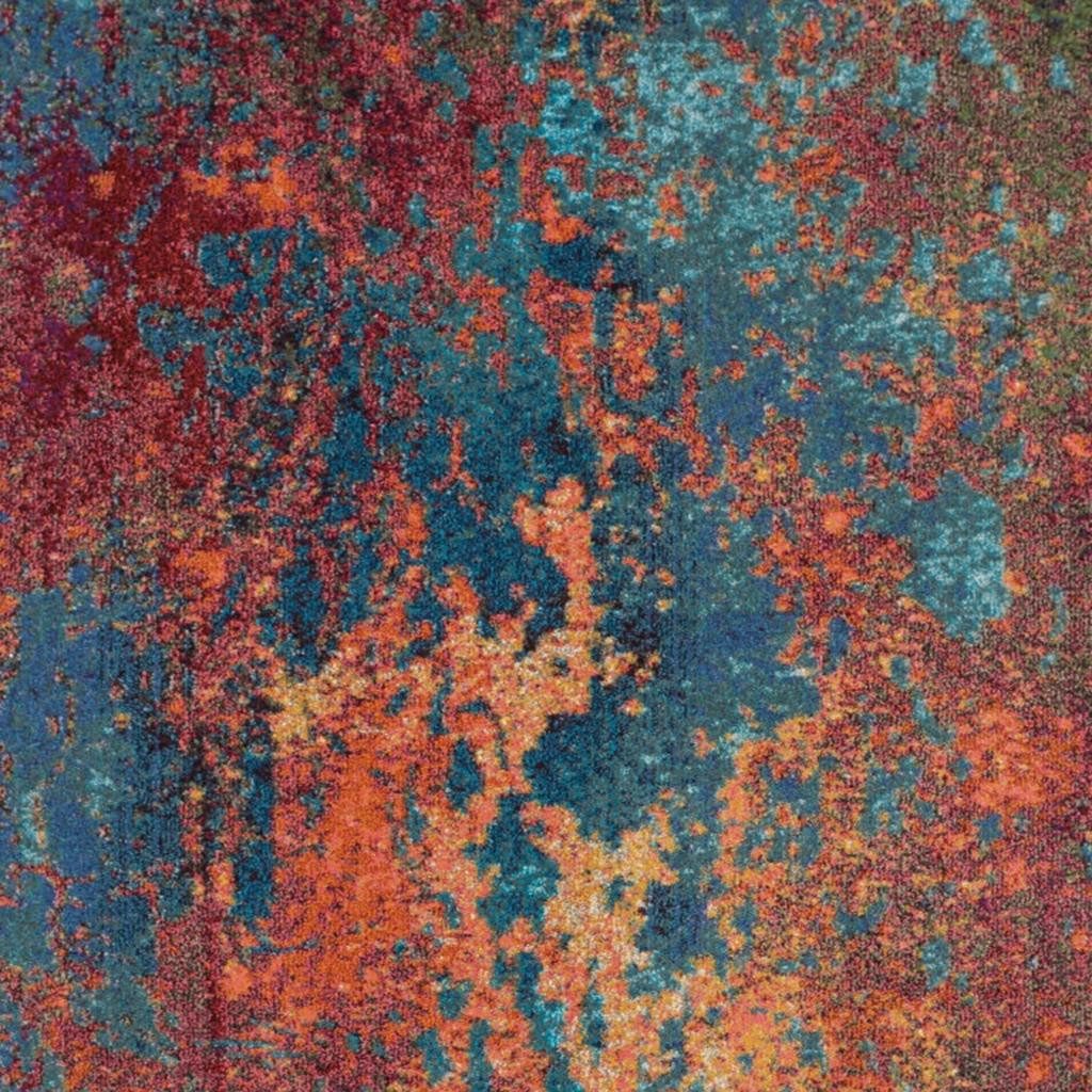 8′ X 11′ Blue and Orange Abstract Area Rug