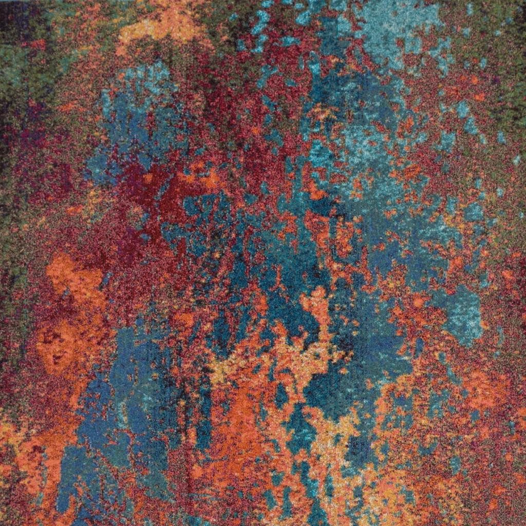 8′ X 11′ Blue and Orange Abstract Area Rug