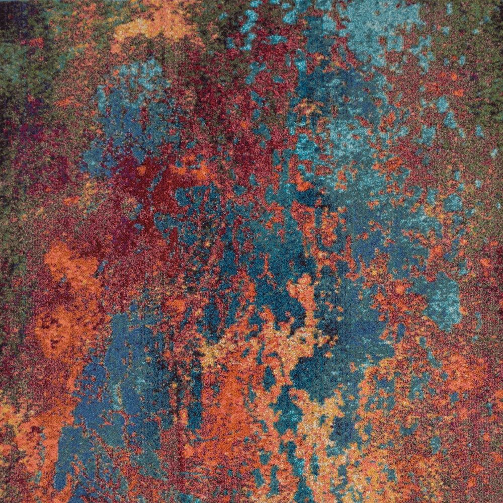 8′ X 11′ Blue and Orange Abstract Area Rug