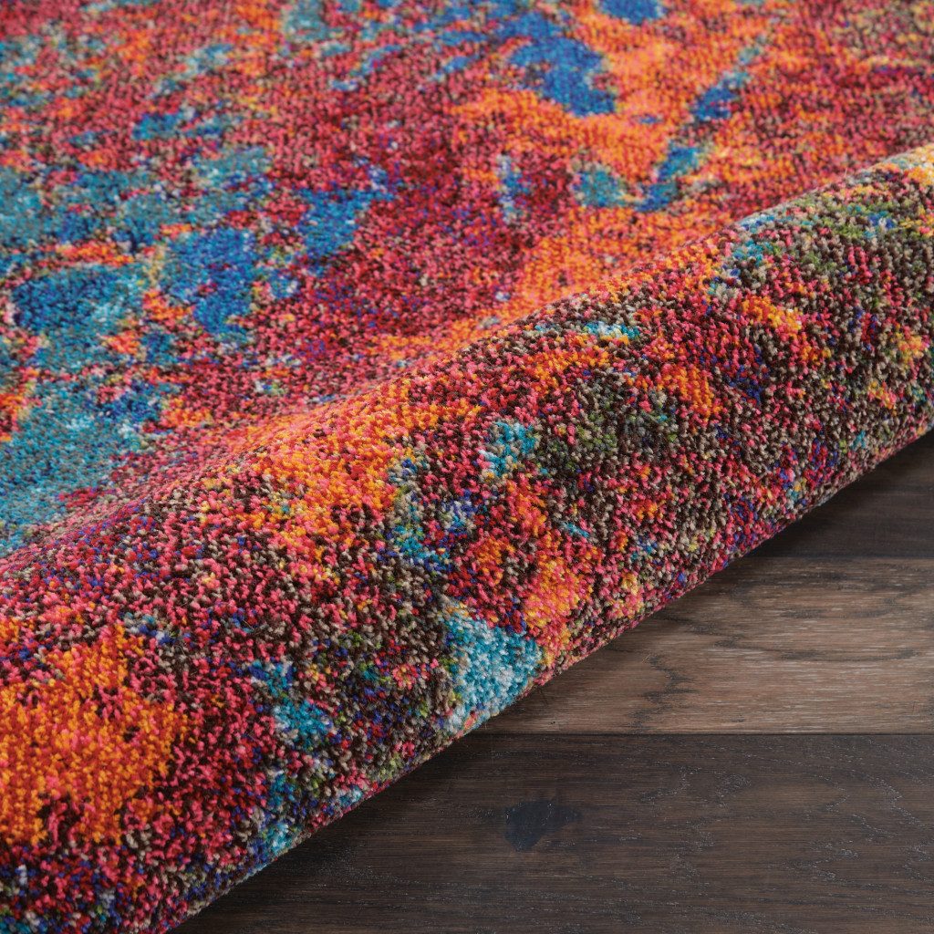 8′ X 11′ Blue and Orange Abstract Area Rug