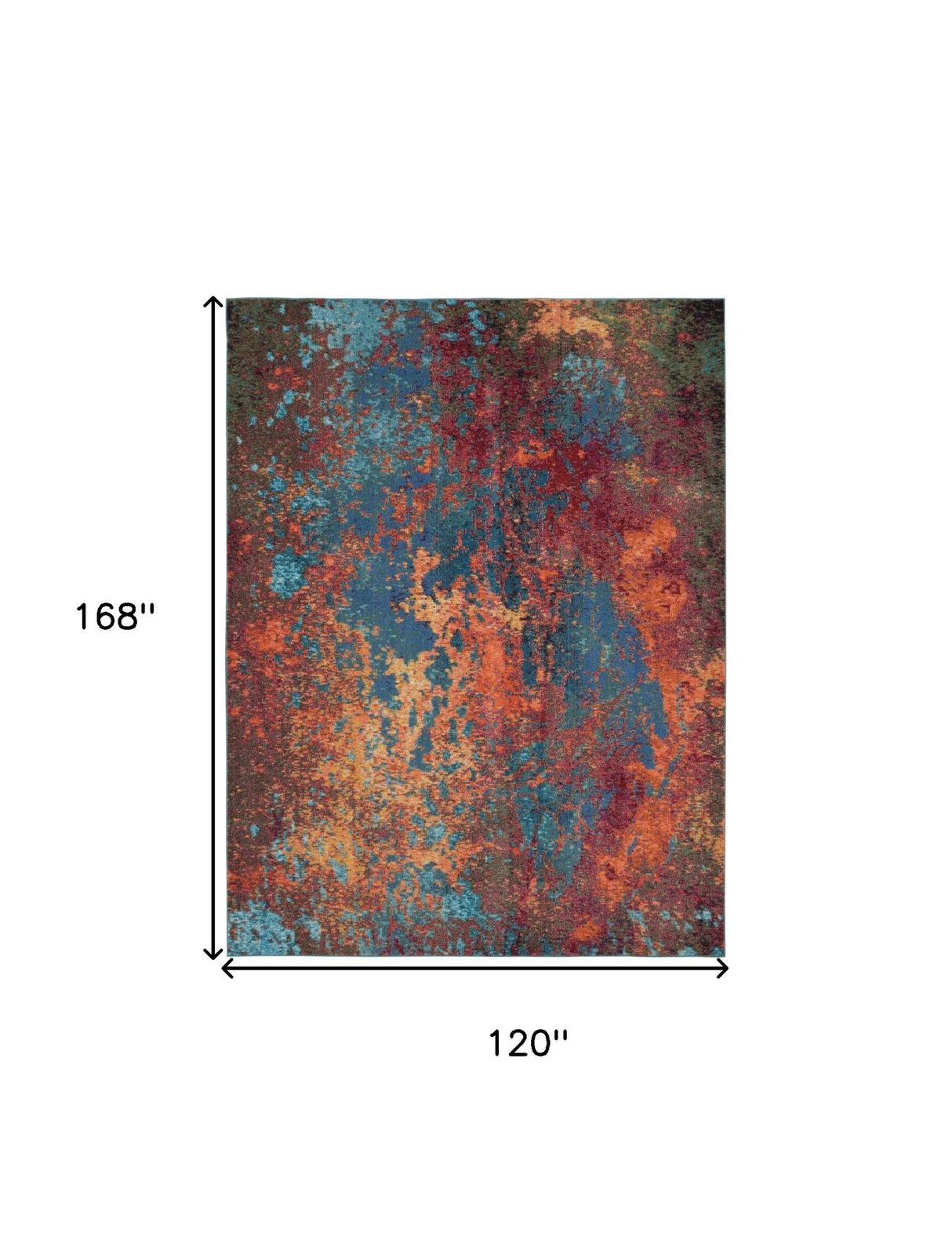 10′ X 14′ Blue and Orange Abstract Area Rug
