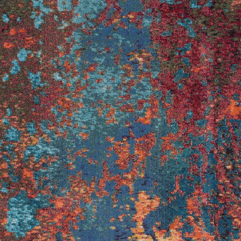 10′ X 14′ Blue and Orange Abstract Area Rug