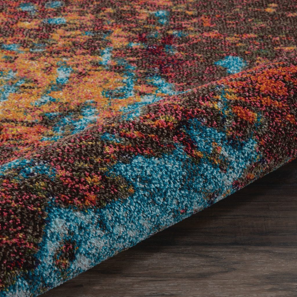 10′ X 14′ Blue and Orange Abstract Area Rug