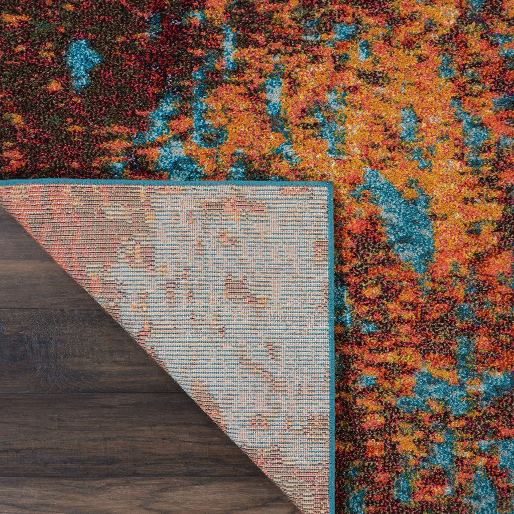 10′ X 14′ Blue and Orange Abstract Area Rug