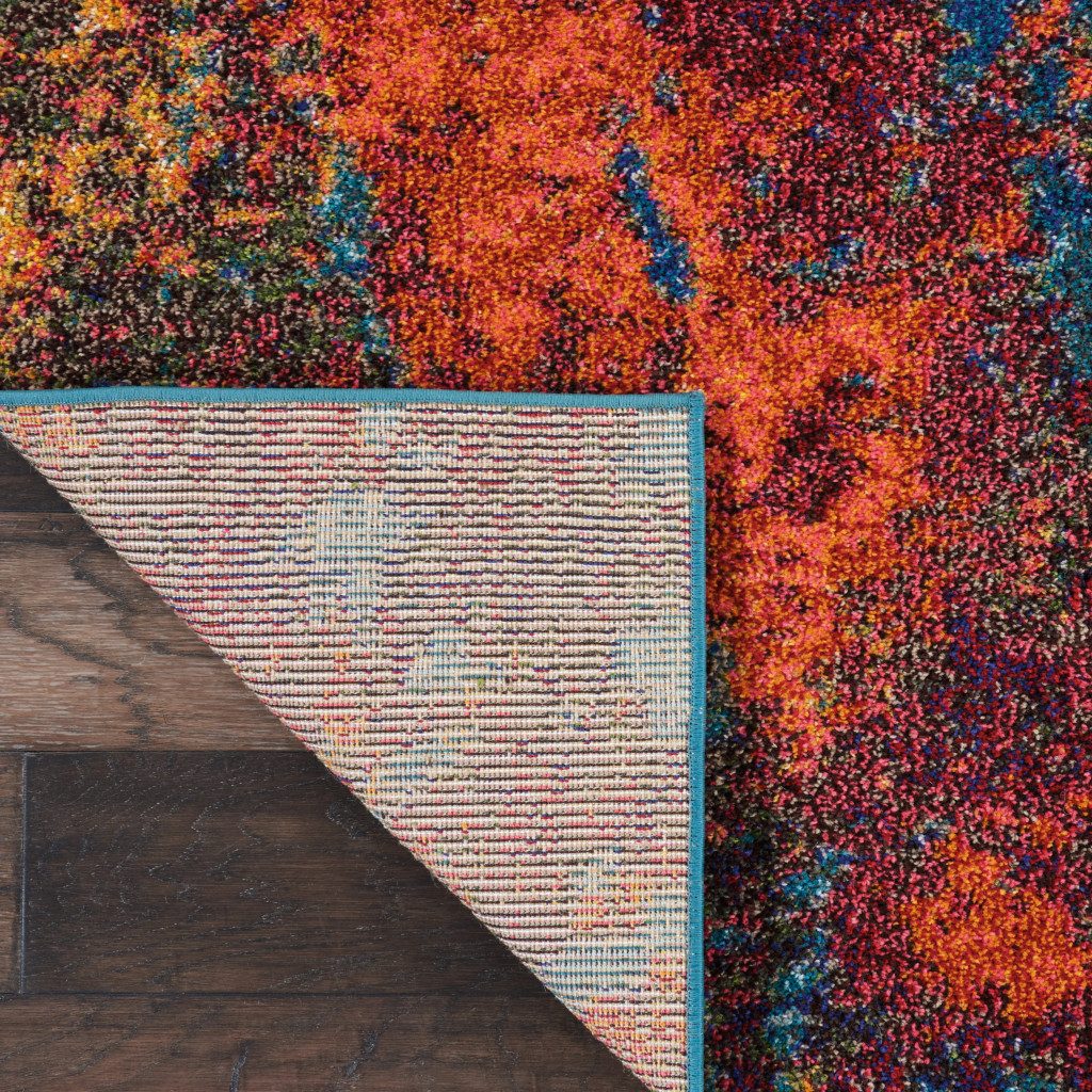 7′ X 10′ Blue and Orange Abstract Area Rug