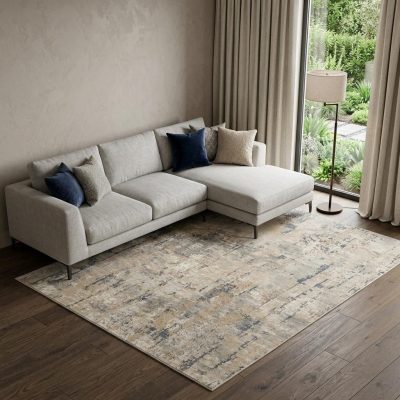 9′ X 12′ Beige Abstract Power Loom Area Rug
